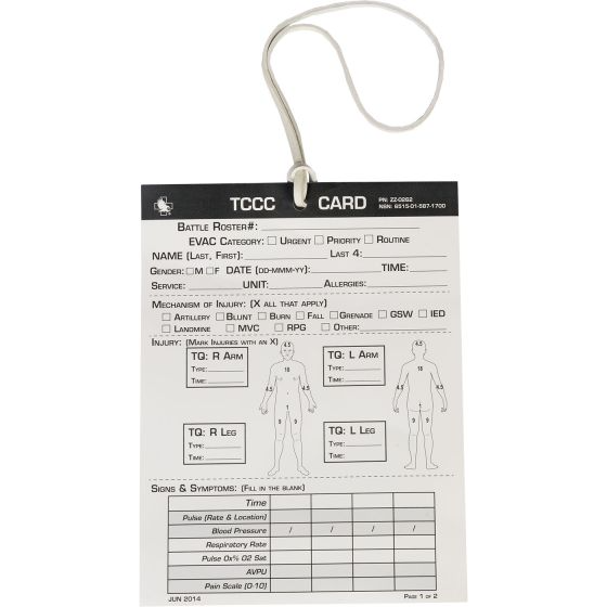 North American Rescue - Combat Casualty Card (25 Pack) 