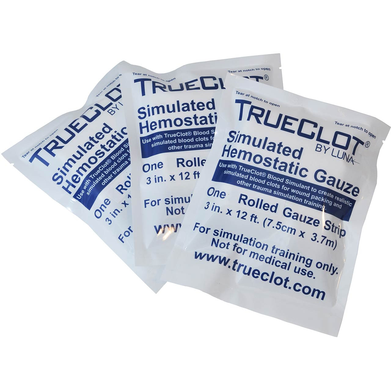TrueClot - Simulated Hemostatic Gauze, 12ft, Rolled, 3-pack